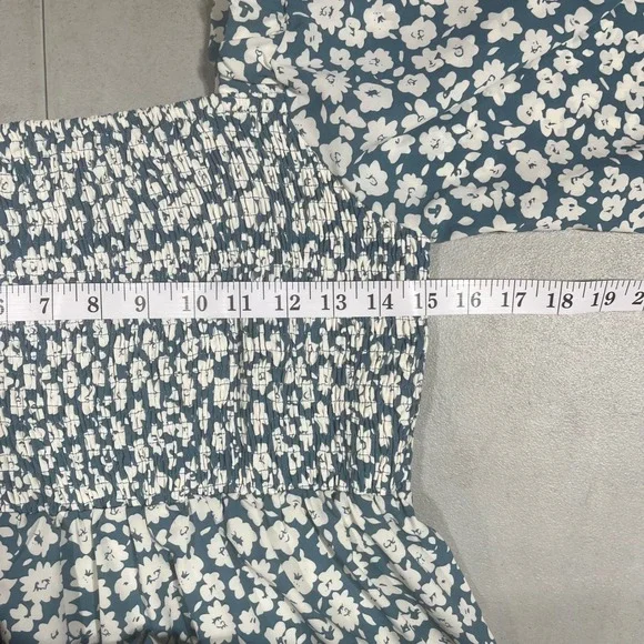 Pink Lily Ditsy Floral Smocked Babydoll Tiered Mini Dress Large Cottagecore Boho - Picture 7 of 10